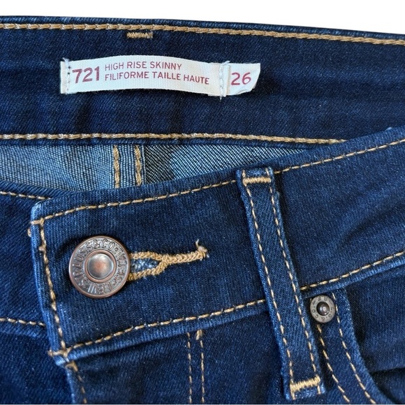 NWOT, Levi's, 721 High Rise Skinny Jeans, Size 26, Dark Blue - Picture 6 of 12
